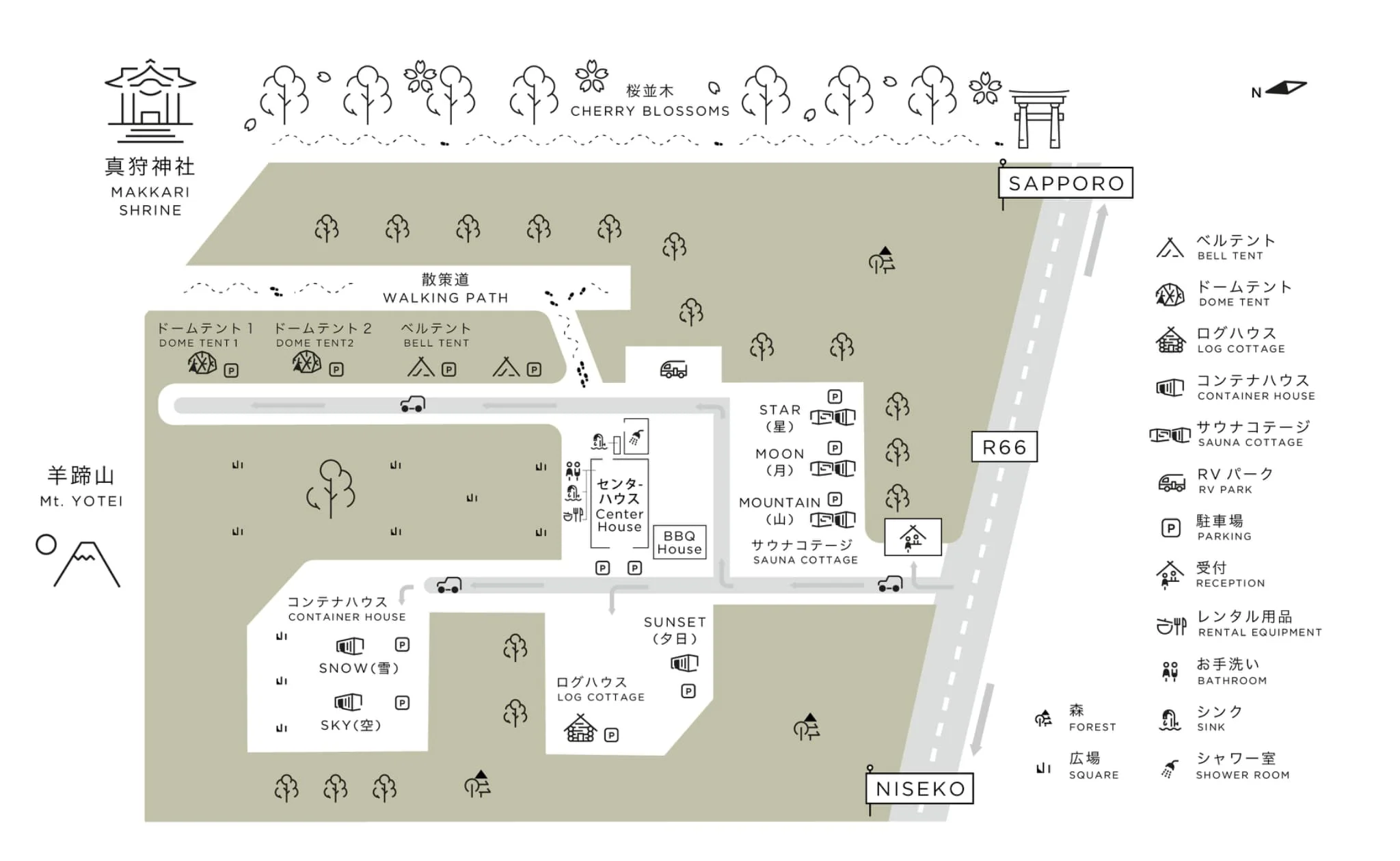 真狩焚き火キャンプ 場内マップ